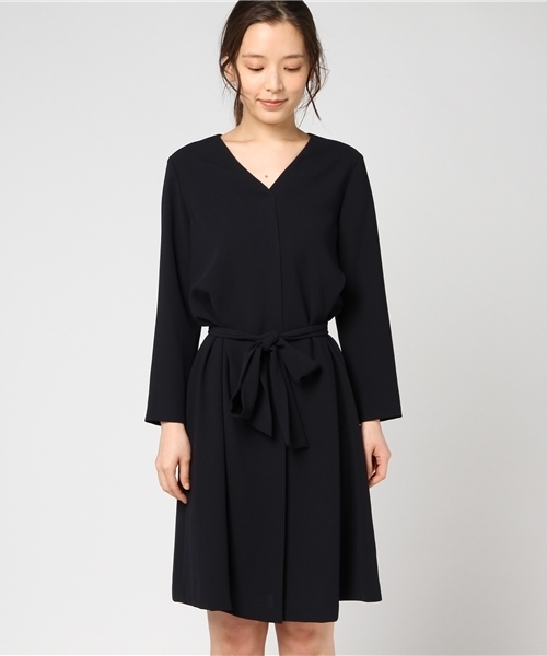 ふるさと納税 のサッシュベルト付ｖカラーワンピース ワンピース Allureville アルアバイル のファッション セール ワンピース