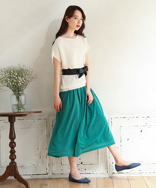 Honeys（ハニーズ）の「ロングスカート（スカート・レディース・グリーン/イエロー/オレンジ/ネイビー/ベージュ・M/S/L）」の12枚目の写真