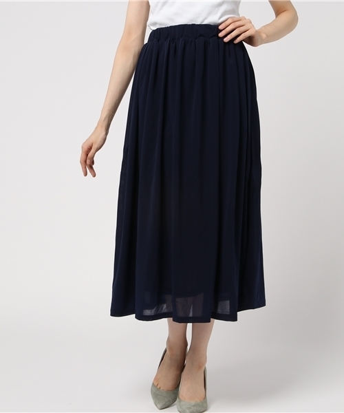 Honeys（ハニーズ）の「ロングスカート（スカート・レディース・グリーン/イエロー/オレンジ/ネイビー/ベージュ・M/S/L）」の4枚目の写真