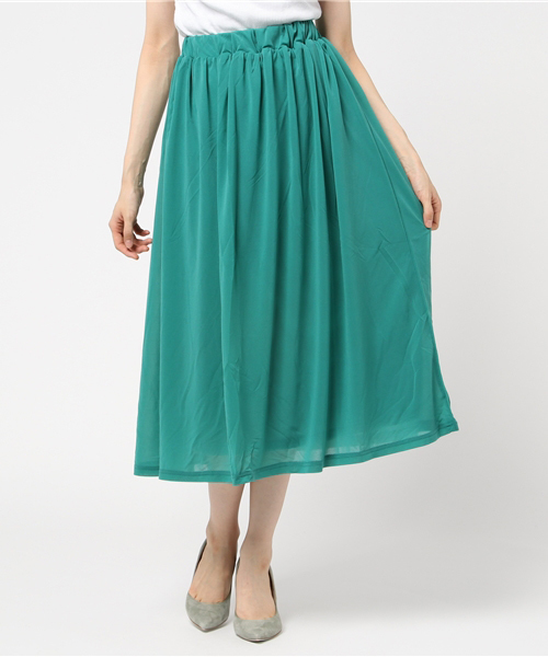 Honeys（ハニーズ）の「ロングスカート（スカート・レディース・グリーン/イエロー/オレンジ/ネイビー/ベージュ・M/S/L）」の3枚目の写真