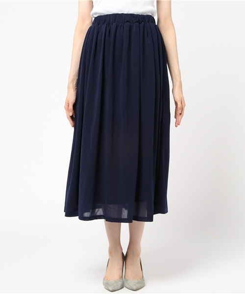 Honeys（ハニーズ）の「ロングスカート（スカート・レディース・グリーン/イエロー/オレンジ/ネイビー/ベージュ・M/S/L）」の9枚目の写真