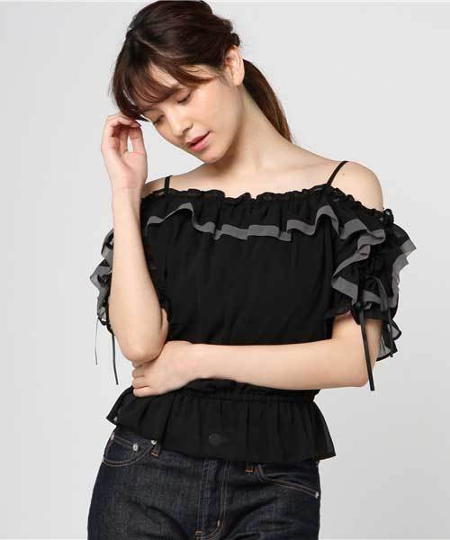JILL by JILL STUART（ジルバイジルスチュアート）の「LACE DOWN PUFF（シャツ/ブラウス・レディース・ブラック/ホワイト・FREE）」の2枚目の写真