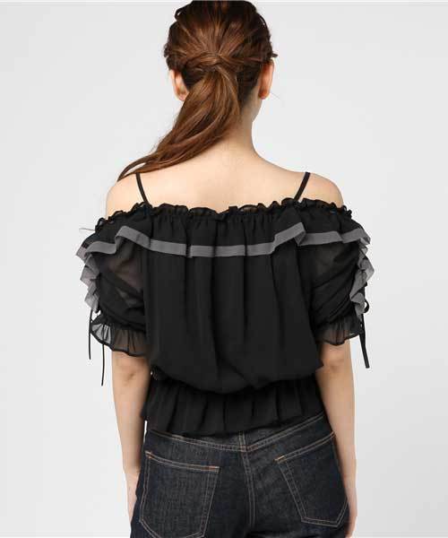 JILL by JILL STUART（ジルバイジルスチュアート）の「LACE DOWN PUFF（シャツ/ブラウス・レディース・ブラック/ホワイト・FREE）」の5枚目の写真