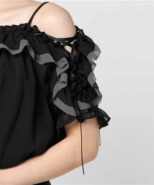 JILL by JILL STUART（ジルバイジルスチュアート）の「LACE DOWN PUFF（シャツ/ブラウス・レディース・ブラック/ホワイト・FREE）」の7枚目の写真