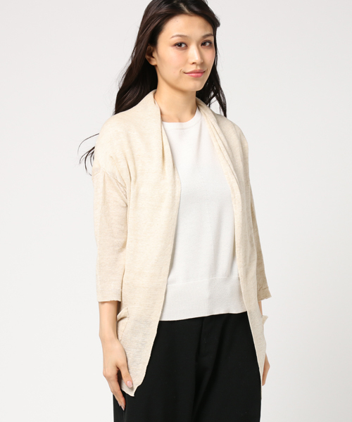 un dix cors（アンディコール）の「フレンチリネンミドルカーディガン（カーディガン/ボレロ・レディース・ライトベージュ/ライトグレー・ﾌﾘ-）」の5枚目の写真