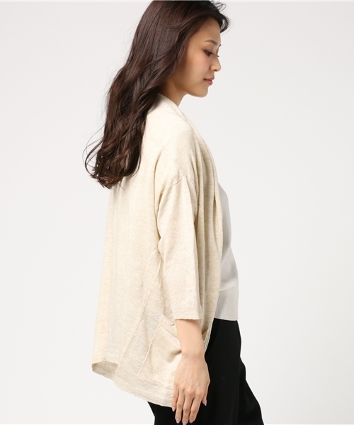 un dix cors（アンディコール）の「フレンチリネンミドルカーディガン（カーディガン/ボレロ・レディース・ライトベージュ/ライトグレー・ﾌﾘ-）」の6枚目の写真