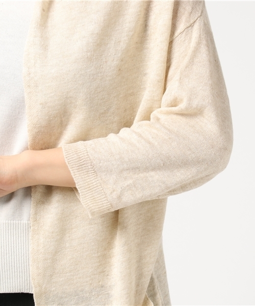 un dix cors（アンディコール）の「フレンチリネンミドルカーディガン（カーディガン/ボレロ・レディース・ライトベージュ/ライトグレー・ﾌﾘ-）」の9枚目の写真