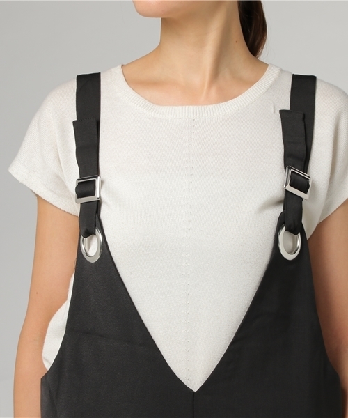 KOBE LETTUCE（コウベレタス）の「ギンガムチェック柄/無地 ハトメデザインワイドサロペット/レディース/オールインワン神戸レタス[E1718]（つなぎ/オールインワン・レディース・ブラック/チャコールグレー/キャメル/ピンク/チェック/ブラック系その他・FREE）」の10枚目の写真