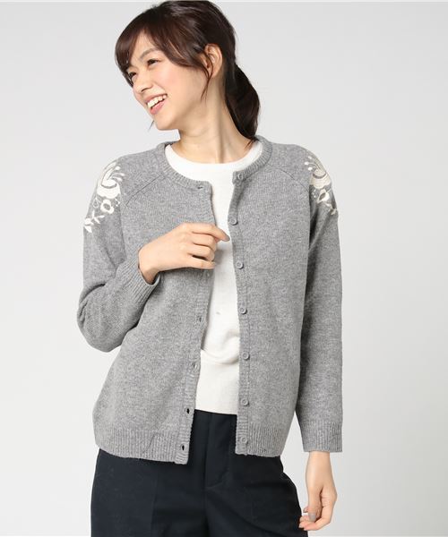 Samansa Mos2（サマンサ モスモス）の「肩刺繍入りカーディガン（カーディガン/ボレロ・レディース・ネイビー/グレー/ボルドー・ﾌﾘ-）」の2枚目の写真