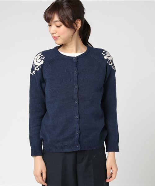 Samansa Mos2（サマンサ モスモス）の「肩刺繍入りカーディガン（カーディガン/ボレロ・レディース・ネイビー/グレー/ボルドー・ﾌﾘ-）」の4枚目の写真