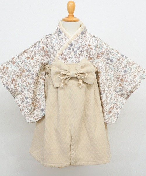 SweetMommy（スウィートマミー）の「【ZOZO限定カラー】2WAY 和柄 袴ロンパース [ひな祭り] [誕生日 記念日 お食い初め お宮参り 七五三]（着物・キッズ・ホワイト/ブラック/ベージュ/ホワイト系その他/ラベンダー/オフホワイト/ブルー/ピンク/グリーン/クリーム/桜/スモークピンク/ピンク系3/ブルーグレー/ベージュ系・50-70cm/90cm/80ｃｍ/80/90/50-70）」の8枚目の写真