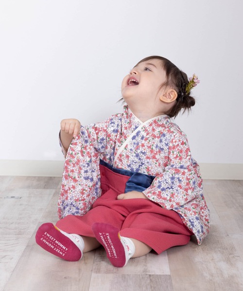 【セール】和柄ちりめん 袴ロンパース [お誕生日 お食い初め お宮参り］【ZOZO限定カラー】（着物）｜SweetMommy（スウィートマミー）
