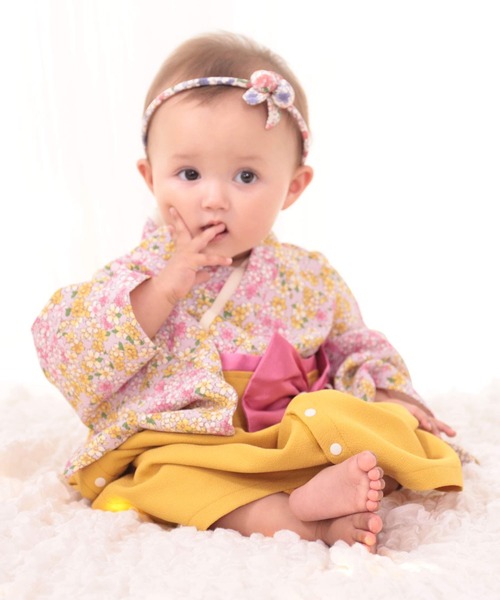 【セール】和柄ちりめん 袴ロンパース [お誕生日 お食い初め お宮参り］【ZOZO限定カラー】（着物）｜SweetMommy（スウィートマミー）