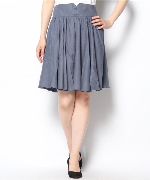 mystic（ミスティック）の「【mystic】 ハイウエストギャザーSK（スカート・レディース・アイボリー/ピンク/グレー/ブルー/ブラック/ネイビー・ﾌﾘ-）」の5枚目の写真