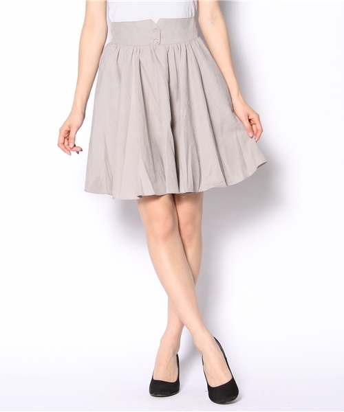 mystic（ミスティック）の「【mystic】 ハイウエストギャザーSK（スカート・レディース・アイボリー/ピンク/グレー/ブルー/ブラック/ネイビー・ﾌﾘ-）」の4枚目の写真
