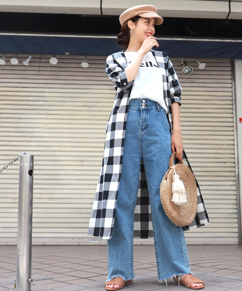 Coca コカ の ブロックチェック柄七分袖シャツワンピース シャツワンピース Wear