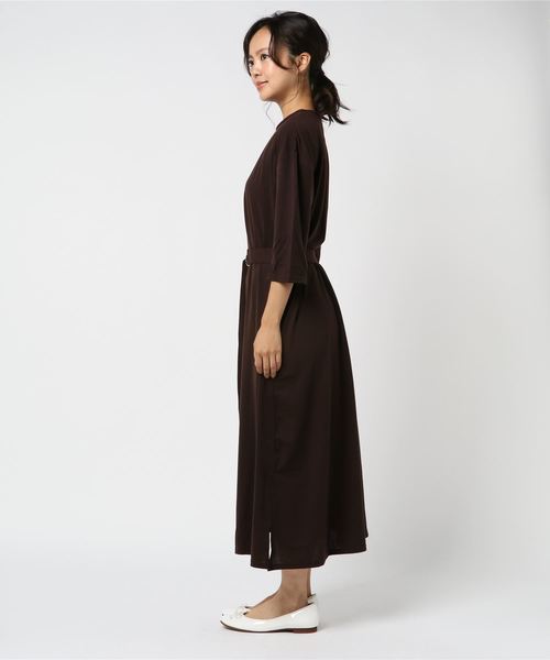 KOBE LETTUCE（コウベレタス）の「Dカンベルト付き2Way薄手カットソーサイドスリット入りワンピース＊レディース[E1917]神戸レタス（ワンピース・レディース・ブラック/ブラウン/カーキ/オレンジ・FREE）」の5枚目の写真