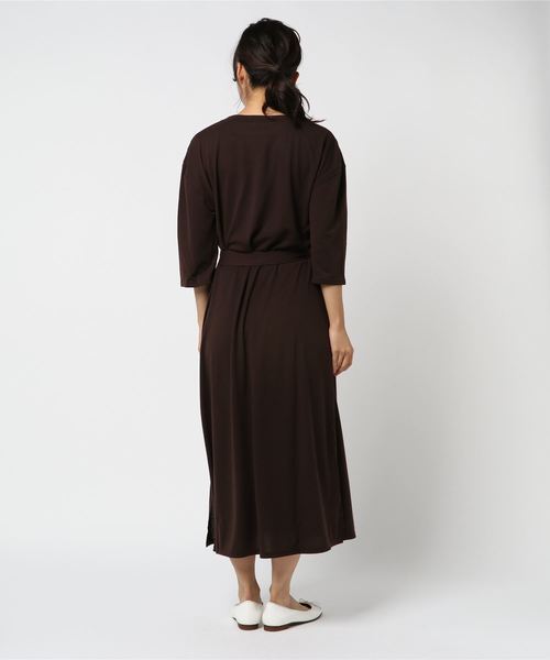 KOBE LETTUCE（コウベレタス）の「Dカンベルト付き2Way薄手カットソーサイドスリット入りワンピース＊レディース[E1917]神戸レタス（ワンピース・レディース・ブラック/ブラウン/カーキ/オレンジ・FREE）」の6枚目の写真