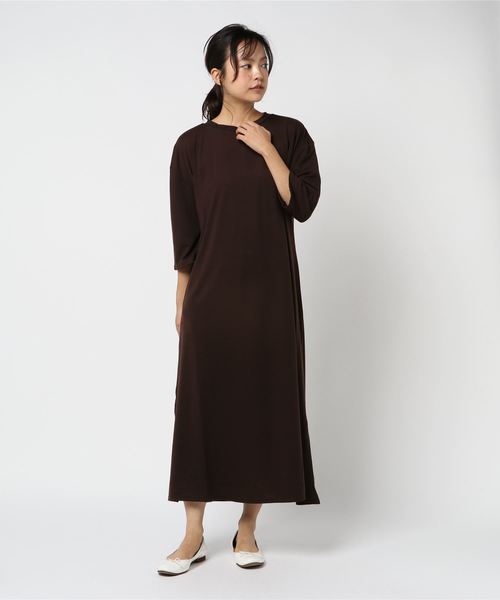 KOBE LETTUCE（コウベレタス）の「Dカンベルト付き2Way薄手カットソーサイドスリット入りワンピース＊レディース[E1917]神戸レタス（ワンピース・レディース・ブラック/ブラウン/カーキ/オレンジ・FREE）」の7枚目の写真