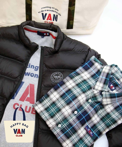 VAN CLUB(バンクラブ)の「オープン記念HAPPY BAG -VAN CLUB/選べるネルシャツと軽量ダウン・裏起毛トレーナーがトートに入ったセット!!(福袋/福箱・メンズ・ブラウン/ブルー/グリーン・LL/M/L)」の2枚目の写真