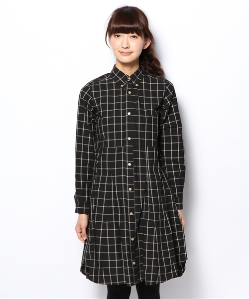 BEAMS BOY（ビームスボーイ）の「BEAMS BOY / タイプライター アンブレラ ワンピース（ワンピース・レディース・ブラック/ベージュ・ONE SIZE）」の3枚目の写真