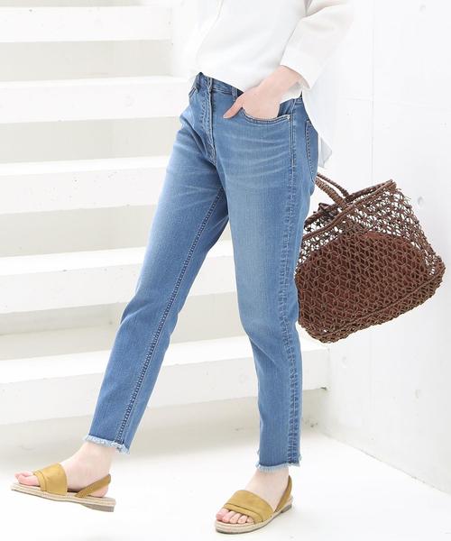 coen(コーエン)の「ストレッチデニムスリムクロップドパンツ(デニムパンツ・レディース・ライトブルー/ネイビー・LARGE/SMALL/MEDIUM)」の2枚目の写真