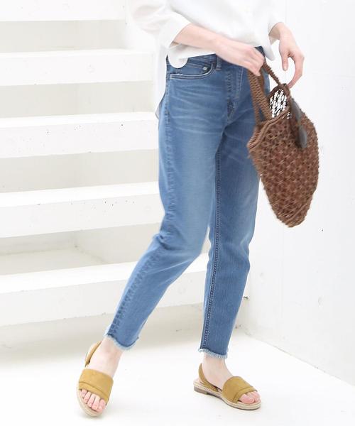 coen(コーエン)の「ストレッチデニムスリムクロップドパンツ(デニムパンツ・レディース・ライトブルー/ネイビー・LARGE/SMALL/MEDIUM)」の3枚目の写真