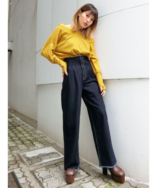 EMODA（エモダ）の「カットオフフィットジャストウエストデニム（デニムパンツ・レディース・ブラック/インディゴブルー・SMALL/MEDIUM/X-SMALL）」の11枚目の写真