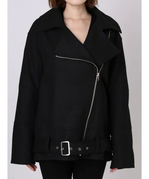 EMODA（エモダ）の「バルキーコンプレッションコート（ライダースジャケット・レディース・ブラック/ブラウン・FREE）」の12枚目の写真