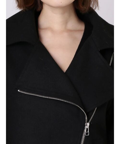 EMODA（エモダ）の「バルキーコンプレッションコート（ライダースジャケット・レディース・ブラック/ブラウン・FREE）」の9枚目の写真