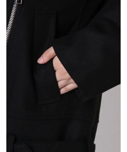 EMODA（エモダ）の「バルキーコンプレッションコート（ライダースジャケット・レディース・ブラック/ブラウン・FREE）」の6枚目の写真