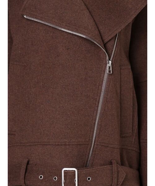 EMODA（エモダ）の「バルキーコンプレッションコート（ライダースジャケット・レディース・ブラック/ブラウン・FREE）」の5枚目の写真