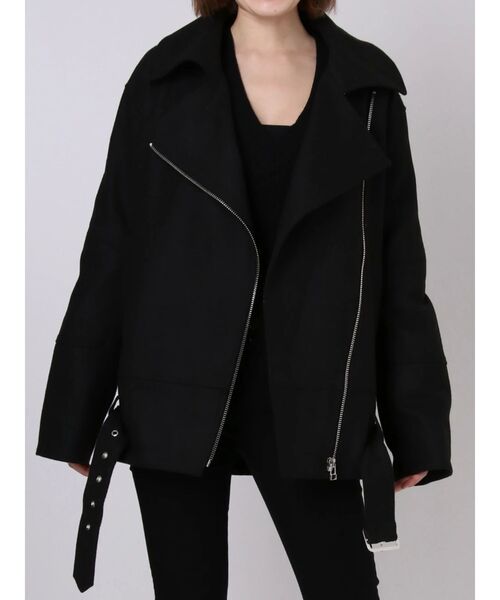 EMODA（エモダ）の「バルキーコンプレッションコート（ライダースジャケット・レディース・ブラック/ブラウン・FREE）」の3枚目の写真