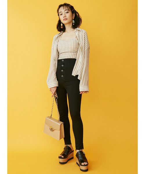 MURUA（ムルーア）の「スクエアメタルショルダーBAG（ショルダーバッグ・レディース・ブラック/ベージュ/ライトグリーン・FREE）」の9枚目の写真