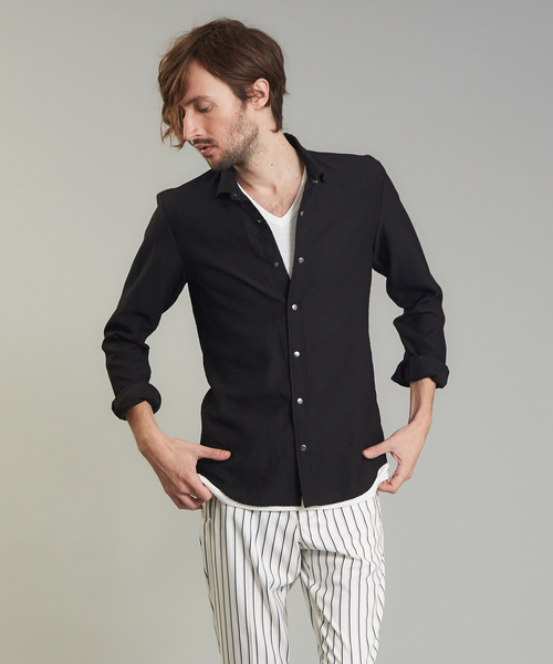 5351 POUR LES HOMMES(ゴーサンゴーイチプールオム)の「エアリーツイル製品ワッシャーシャツ(シャツ/ブラウス・メンズ・ブラック/ネイビー/グリーン・44/46/48/50)」の2枚目の写真