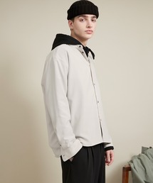 EMMA CLOTHES | ブライトポプリンリラックスバンドカラーシャツ Poplin Band Collar Shirt Long sleeve(シャツ/ブラウス)