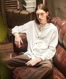 EMMA CLOTHES | ブライトポプリンリラックスバンドカラーシャツ Poplin Band Collar Shirt Long sleeve(シャツ/ブラウス)