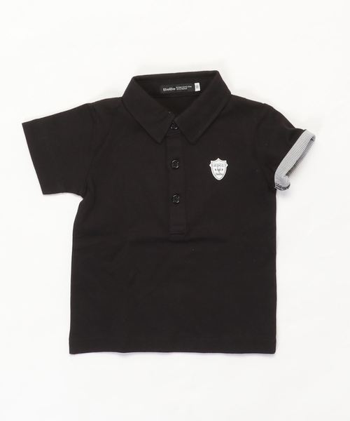 BeBe（ベベ）の「BeBe/天竺袖折り返しポロシャツ（ポロシャツ・キッズ・ホワイト/ブラック・140/150/120/100/90/80/130/110）」の2枚目の写真