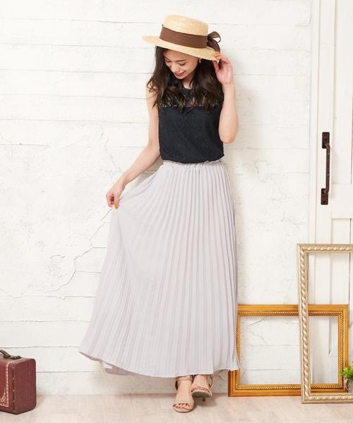 Girly Doll（ガーリードール）の「花柄 ロングプリーツスカート（スカート・レディース・ホワイト系その他/レオパード/ドット/ブラック系その他/グレー系その他/ブラック系その他2/ブラック/グリーン系その他2/グリーン系その他/グレー/ホワイト系その他2/ブルー/ベージュ・M/L）」の20枚目の写真