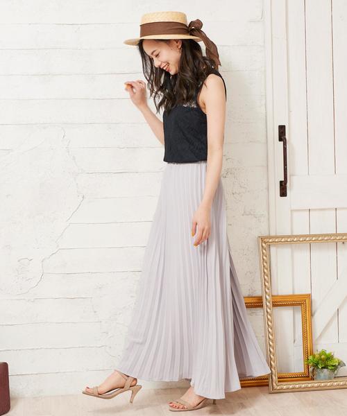 Girly Doll（ガーリードール）の「花柄 ロングプリーツスカート（スカート・レディース・ホワイト系その他/レオパード/ドット/ブラック系その他/グレー系その他/ブラック系その他2/ブラック/グリーン系その他2/グリーン系その他/グレー/ホワイト系その他2/ブルー/ベージュ・M/L）」の19枚目の写真