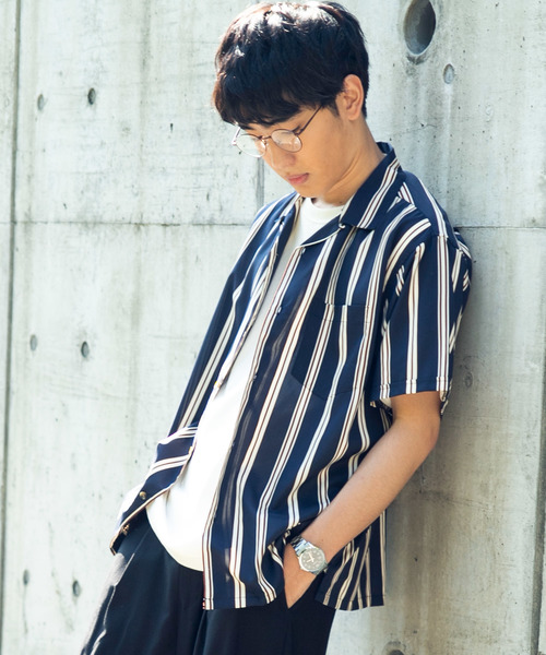 WEGO（ウィゴー）の「WEGO/クラブストライプ開襟ポプリンシャツ（シャツ/ブラウス・メンズ・その他1/その他2/その他3/その他4/その他8/その他7/その他6/その他5・MEDIUM/LARGE）」の3枚目の写真