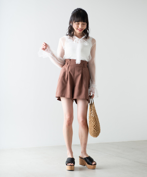 WEGO（ウィゴー）の「WEGO/チュールリボンブラウス（シャツ/ブラウス・レディース・ホワイト/ブラック・FREE）」の10枚目の写真