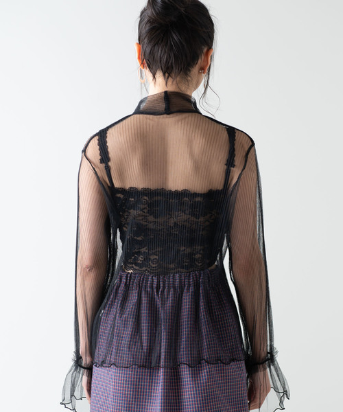 WEGO（ウィゴー）の「WEGO/チュールリボンブラウス（シャツ/ブラウス・レディース・ホワイト/ブラック・FREE）」の5枚目の写真