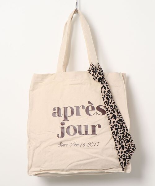 apres jour（アプレジュール）の「スカーフ付きキャンバスバッグ（トートバッグ・レディース・ブラック/アイボリー/その他/ライトベージュ/ブラック系その他/ベビーピンク・ﾌﾘ-）」の17枚目の写真