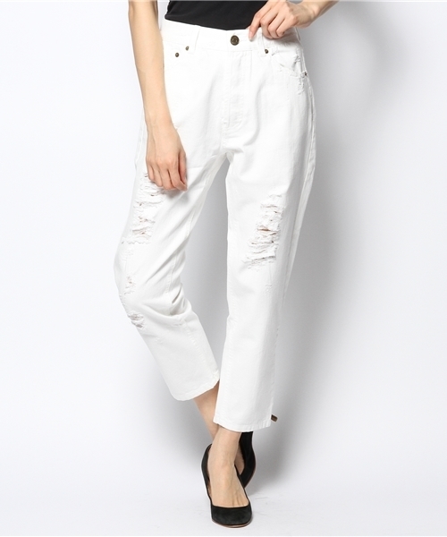 mystic（ミスティック）の「ダメージデニムテーパード（デニムパンツ・レディース・ブルー/ホワイト・1/2）」の11枚目の写真