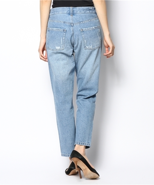 mystic（ミスティック）の「ダメージデニムテーパード（デニムパンツ・レディース・ブルー/ホワイト・1/2）」の9枚目の写真