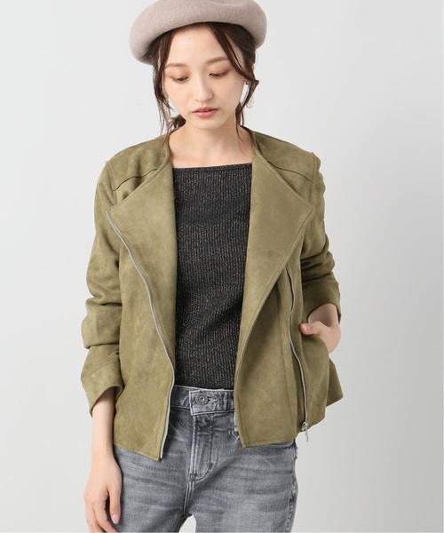 B.C STOCK（ベーセーストック）の「フェイクスエードストレッチブルゾン（ブルゾン・レディース・ライトグレー/カーキ/ブラウン・FREE）」の3枚目の写真