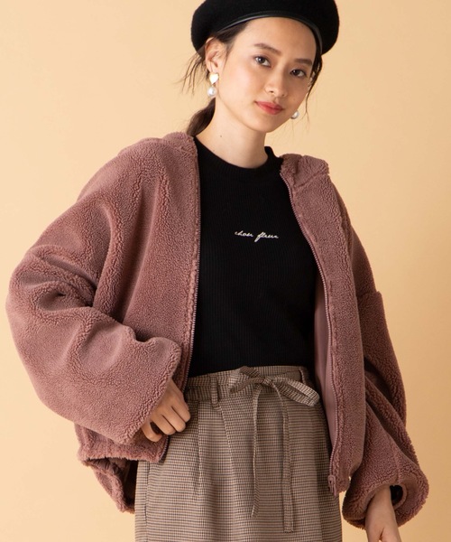 WEGO(ウィゴー)の「WEGO/リバーシブルボアフリースパーカー(ブルゾン・レディース・ホワイト/ベージュ/ピンク/ライトパープル/ライトピンク/ホワイト系その他・FREE)」の5枚目の写真