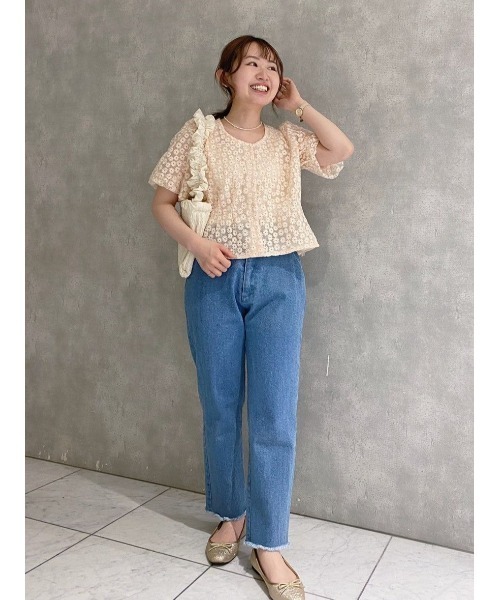 セール】ステップフリンジパンツ（デニムパンツ）｜flower