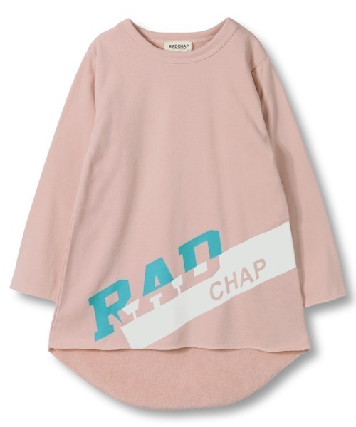 RADCHAP（ラッドチャップ）の「ビッグロゴチュニック（スウェット・キッズ・ブラック/ピンク・90cm/110cm/100cm/120cm/130cm/140cm/150cm）」の2枚目の写真